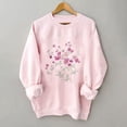 thumbnail image 4 of Tarmeek Long Sleeve Floral Printed Shirts for Women Fashion Loose Round Neck Cute Pink Sweatshirts Pullover Vintage Casual Womens Tops Pink, 4 of 5