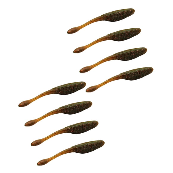 8 señuelos de pesca suaves Wiggle Worm para lubina, salmón y trucha. Aceituna