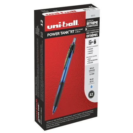 Uni-ball POWER TANK RT Ballpoint Pens, Medium Point (1.0 mm), Blue, 12 Count