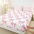 thumbnail image 3 of Feelyou Kawaii Bow-tie Kids Bed Sheets, Cute Pink Bowknot Ribbon King Sheets, Dreamy Princess Style Sheet Set, Super Cozy Room Decor, 4-Piece, 3 of 7