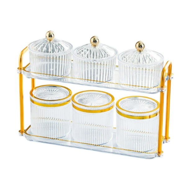 Contenedor secos, recipientes sellados para almacenar caramelos, bandeja dividida para refrigerios, bandeja para secos para el , Redondo Transparente Redondo Claro