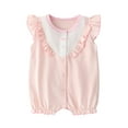 thumbnail image 3 of SROBPTY Newborn Girls Solid Short Sleeve Romper for 0-24 Months Summer Pink, 6 Months, 3 of 4