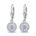 thumbnail image 5 of Charmsy Drop Dangle Earrings for Women Silver | Cubic Zirconia Round Halo Leverback Earrings, 5 of 6