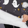 thumbnail image 3 of Oversized Wearable Blanket Hoodie,Dark Halloween Ghosts with Stars Sherpa Blanket Hoodie with Super Pockets,Super Warm Fuzzy Pullover for Women & Men, 3 of 6