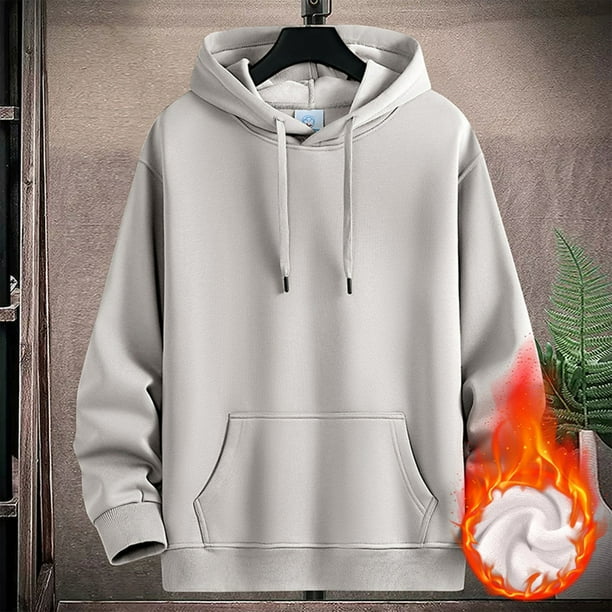 pstuiky Camisas de manga larga de invierno para hombre, Chaqueta con capucha gruesa de manga larga de color liso para hombre tops de invierno para hombre xl