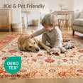 thumbnail image 4 of ODIKA 8'x10' Washable Area Rug Orange Fall Vintage Boho Terracotta Farmhouse Statement Intricate Medallion for King Size Bedroom Under Bed, Master Suite, Non-Shedding, Easy Care, 4 of 7