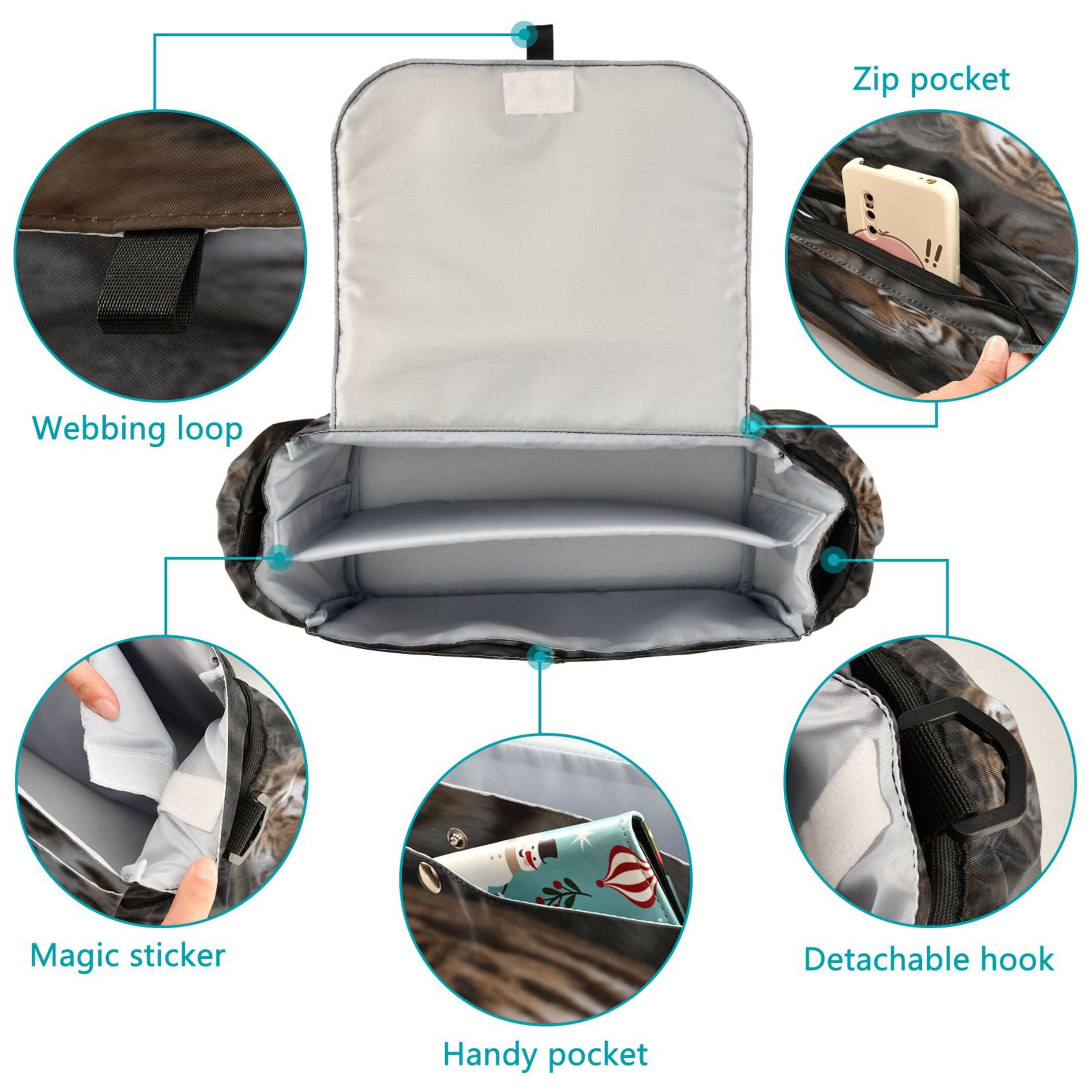 DIXRUYEE Stroller Organizer Tiger Cluster Printed