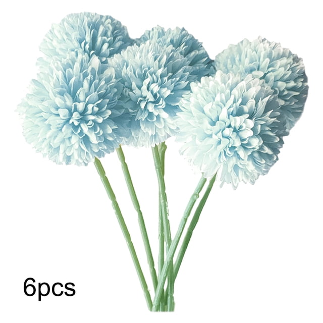 Bola de crisantemo artificial Oficina en casa Mesa Centro de mesa Flor falsa Adorno de boda, Azul claro 6 piezas Advancent HA8915-02B