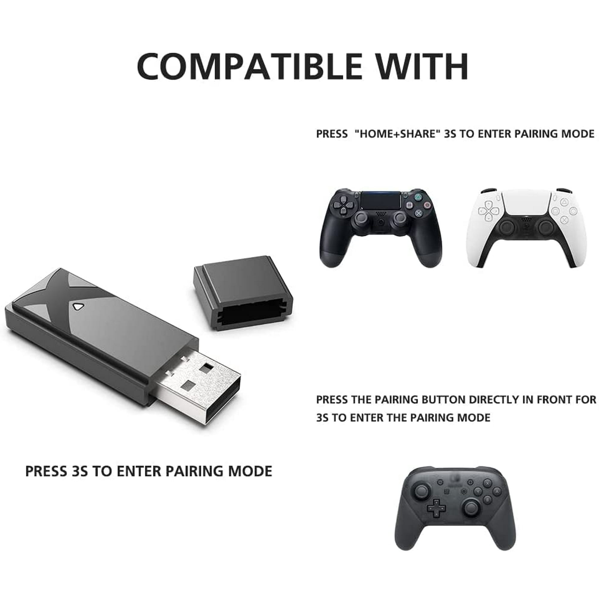 Wireless Bluetooth Controller Adapter Converter for PC Windows