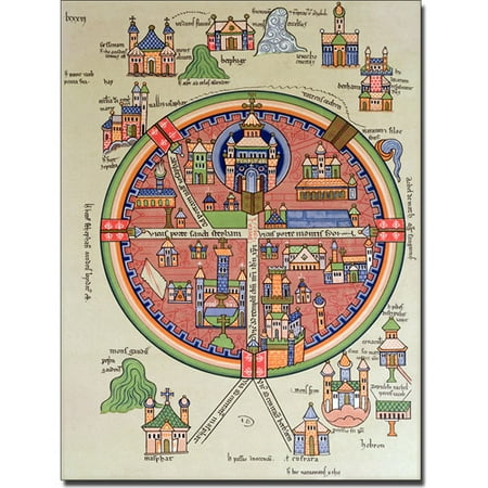 Trademark Art 'Map of Jerusalem and Palestine' Canvas Art