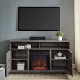 thumbnail image 4 of Pemberly Row 60" Fluted Door Highboy Fireplace TV Stand in Slate Gray, 4 of 9