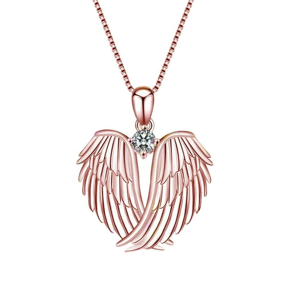 Rvkxad Angel Wing Birthstone Necklace, Lead-Free Alloy Pendant Necklace for Women Jewelry Gifts, Birthstone Necklace, Angel Wing Jewelry