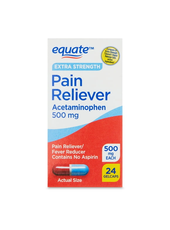 Equate Extra Strength Acetaminophen Gelcaps for Pain and Fever Relief, 500mg, 24 Count