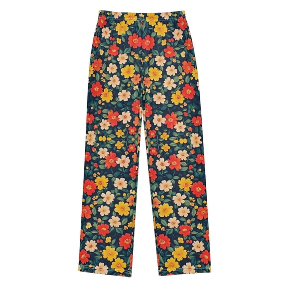 FORMRS Boys Pajama Pants with Pockets Size 6-8Y Kids Lounge Sleep Bottoms, Vibrant Flowers