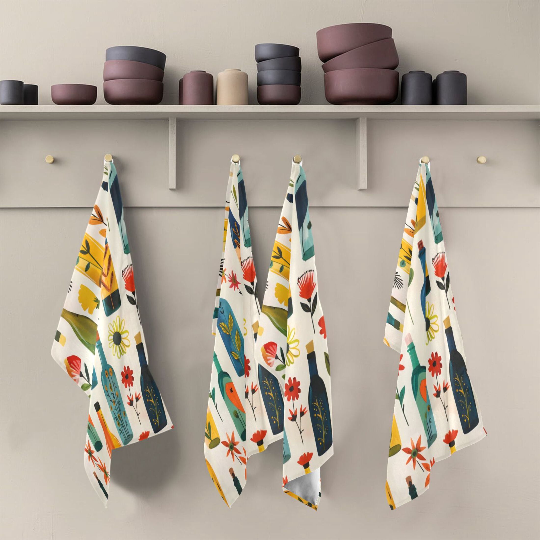 Kitchen Towel 28x18 Inches x6，Plate Towel, Decorative Towel, Napkin, Tea Towel Tea Towels For Kitchen Dish Cloths & Dish Towels Flower Bottle