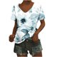 thumbnail image 2 of Fiudx Ropa de Mujer Camiseta Holgada Estampada con Cuello En V y Manga Corta para Mujer, 2 of 5