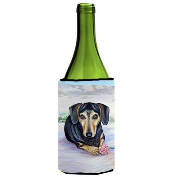 Black And Cream Dachshund Wine bottle sleeve Hugger - 24 oz.