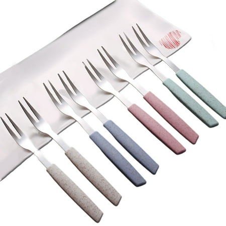 

8 Pcs Wheat Stalk Stainless Steel Fruit Fork Dessert Cake Salad Crab Appetizer