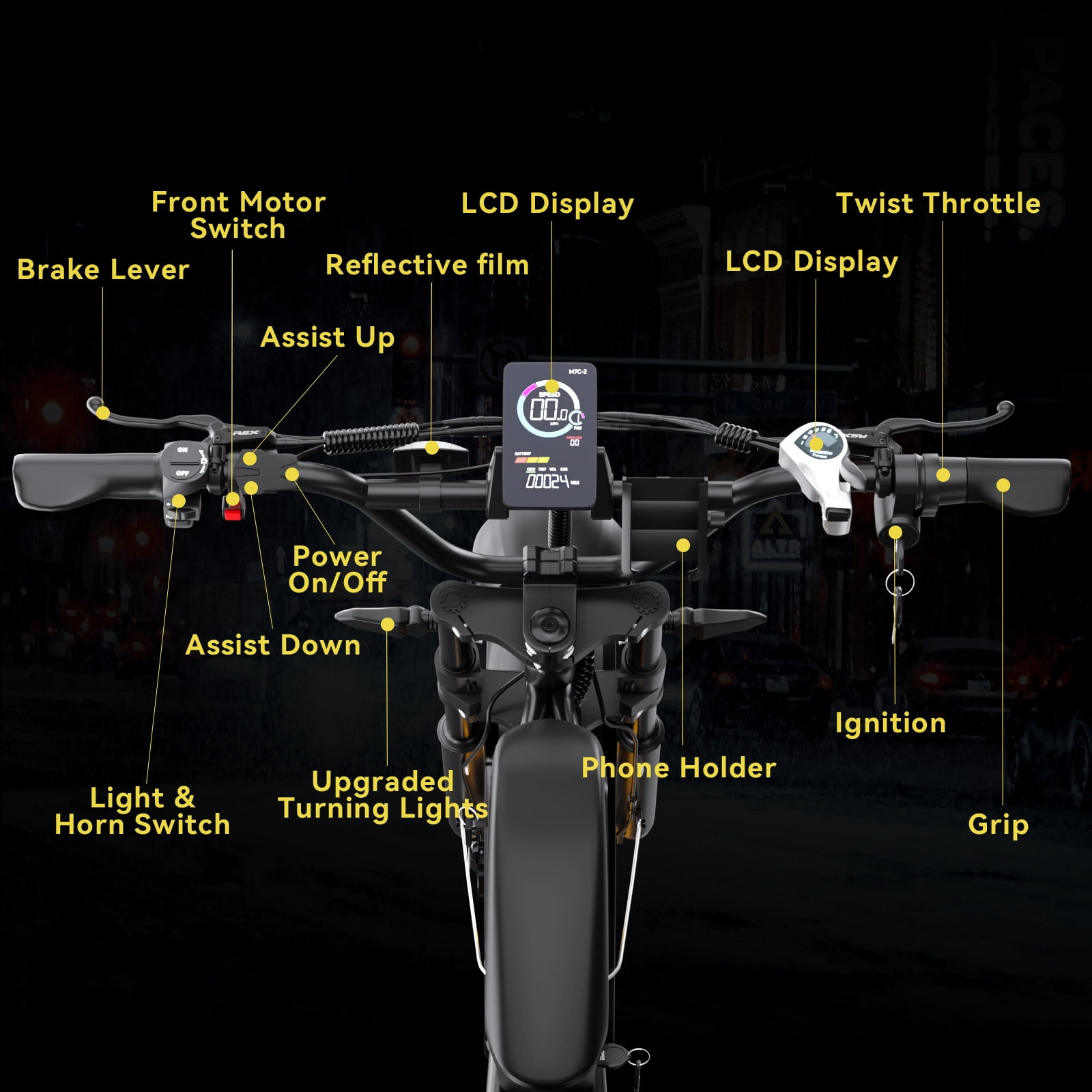 Dual Motor Dual Battery Electric Bike for Adults, 3000W 52V 37MPH 20" Fat Tire Electric Motorcycle Bike, 7 Speed Full Suspension UL2849