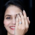 thumbnail image 4 of Moissanite Vintage Inspired Engagement Ring (1 Ct, 6X8 mm Oval, D-VS1 Quality), 18K White Gold, US 10.75, 4 of 9