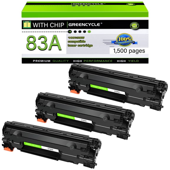 GREENCYCLE 3 Pack Compatible Black Toner Cartridge Replacement for HP 83A CF283A Use with Laserjet Pro MFP M201dw M225dw M127fw M125nw M127fn Printer