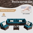 thumbnail image 6 of KIGOTY 7 Piece Outdoor Patio Furniture, Wicker Rattan Outdoor Conversation Set Sectional Sofas for Backyard, Garden, Brown-Blue, 6 of 7