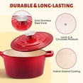 thumbnail image 3 of Hawsaiy 2 QT Cast Iron Sauce Pan with Lid, Enameled Cast Iron Saucepan with Solid Stainless Steel Knob, Even Heating & Self-Basting, Oven Safe up to 500℉, Compatible with All Stovetops, Red, 3 of 10