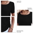 thumbnail image 3 of Camiseta de mujer de manga corta con cuello redondo y cordón lateral holgado, Top informal de verano para mujer, 3 of 6