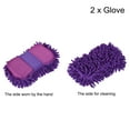 thumbnail image 3 of Uxcell Microfiber Chenille Dry Duster Gloves Washing Cleaning Sponge Mitten, Purple 2 Pack, 3 of 5