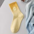 thumbnail image 2 of Lovskoo Women's Crew Socks Casual Cotton Mid-Calf Color Block Socks Comfortable Warm Breathable Socks Yellow, 2 of 4