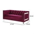 thumbnail image 5 of Loveseat with Acrylic Feet and Mirrored Trim, Dark Red, 5 of 5