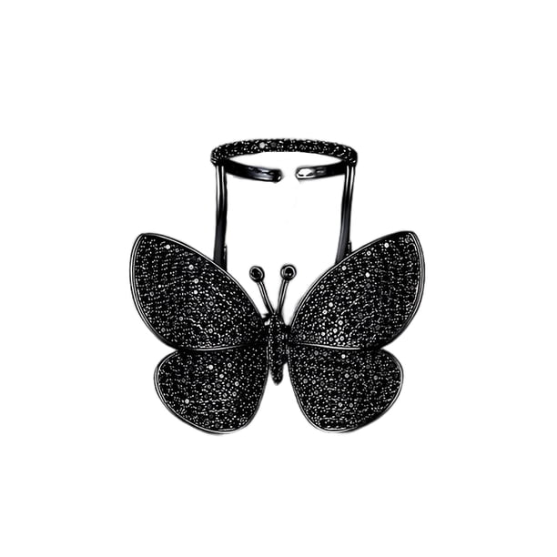 Sonducket Anillo de insecto que se puede abrir para mujer, anillos abiertos de diamantes de imitación de cobre ajustables para fiesta, joyería de cristal Ropa, zapatos y accesorios Miscelánea Negro Sonducket AP015093-03B