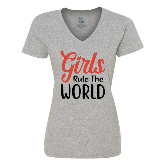 Inktastic Girls Rule the World Women's V-Neck T-Shirt
