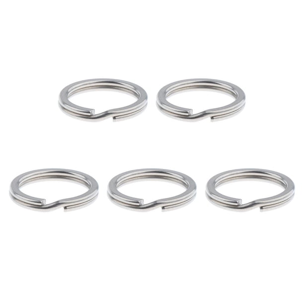 5 llaveros de titanio con aro dividido de doble bucle. Plata 18mm