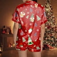 thumbnail image 4 of Womens Pajama Sets – Button Pajamas for Women Set Ideal for Any Season Women's Casual Christmas Print Pajama Set Silk Satin Short Sleeve Button Up Top And Shorts Set, 4 of 7