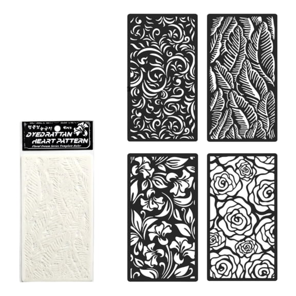 4 Pcs Reusable Flower Stencils for Wall Art, Craft Scrapbook Journal Design