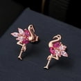 thumbnail image 2 of Sterling Silver Pink Flamingo Earrings, Tropical Bird pink topaz and sapphire Earring, Animal Lover Gift, 2 of 6