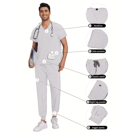 2025 New New Multicolor Short Sleeve Mens Scrubs Uniforms Doctor Work Clothes Dentist Set Scrubs Tops Pants Men Hospital Nurse Work Wear Uniforms
