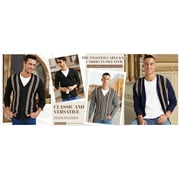 Iceglad Men's Vintage Striped Long Sleeve Button Down Cardigan Sweater with V Neck Knitted Sweaters