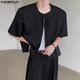 thumbnail image 4 of INCERUN Tops 2024 estilo coreano moda para hombre hebilla traje abrigos casual simple masculino sólido recortado cuello redondo manga corta Blazer S-5XL, 4 of 5