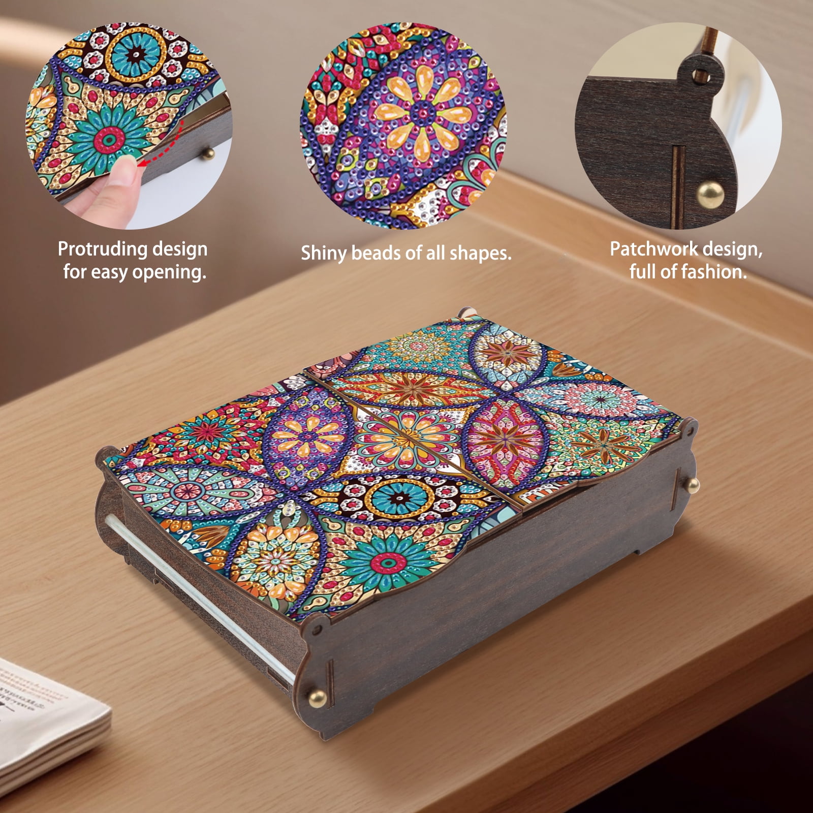Diamond Painting Kit Storage Box Ethnic Floral DIY Multi-Purpose Craft Storage Box Ideal for Home Offices and Holiday Gifts