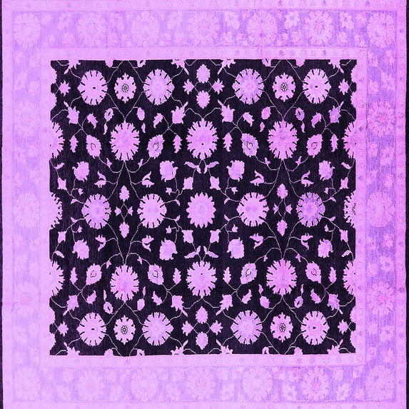 Ahgly Company Indoor Square Oriental Purple Traditional Area Rugs, 8' Square