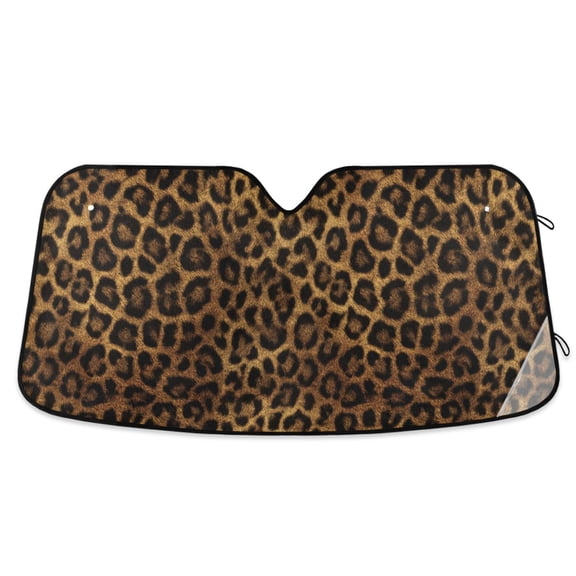 Car Windshield Sun Shade Beautiful Leopard Print Reflective Heat UV Blocker Foldable with Suction Cups Universal Fit for Sedan SUV Truck