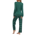 thumbnail image 3 of INSPIRE CHIC Women's Pajamas Set Long Sleeve Plaid Soft Pajamas Lounge Sets with Pockets XS Green, 3 of 6