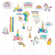 Glitter Unicorn Photo Stick Props - Apparel Accessories - 24 Pieces