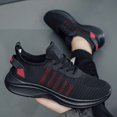 thumbnail image 6 of Men's Low-Top Lace-Up Mesh Walking Shoes Striped Vamp Detail Streamlined Textured Sole Casual Daily Sneakers, 6 of 6
