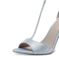 thumbnail image 4 of XYD Women Elegant T-Bar Sandals Open Toe Crystal Studs Ankle Strap Chunky Block High Heels Pumps Dressy Shoes Size 13 Blue, 4 of 4
