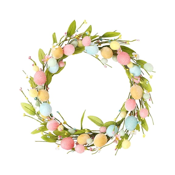 ZhangC Artificial Easter Colorful Egg Wreath Decorations, for Front Door Easter Egg Wreath with Colorful Eggs and Spring Summer Home Wedding Holiday Party Decor.