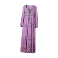 thumbnail image 1 of Vestido de verano para mujer, vestido informal bohemio con escote en V para ir de compras a diario y desplazarse por la calle , PÚrpura Púrpura, 1 of 8