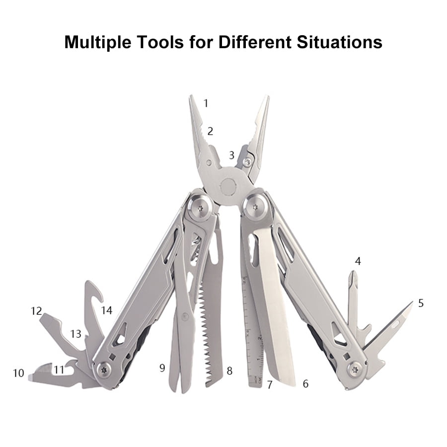 YA YATECH 19-in-1 Multitool Pliers, Stainless Steel Multi-Purpose Tool with Sheath, Foldable Pocket Knife, Saw, Screwdriver, Ruler for Camping, Hiking, Home Repair, EDC Gear